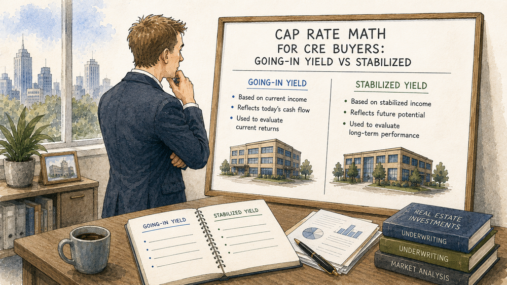 Cap Rate Math for CRE Buyers: Going-In Yield vs Stabilized